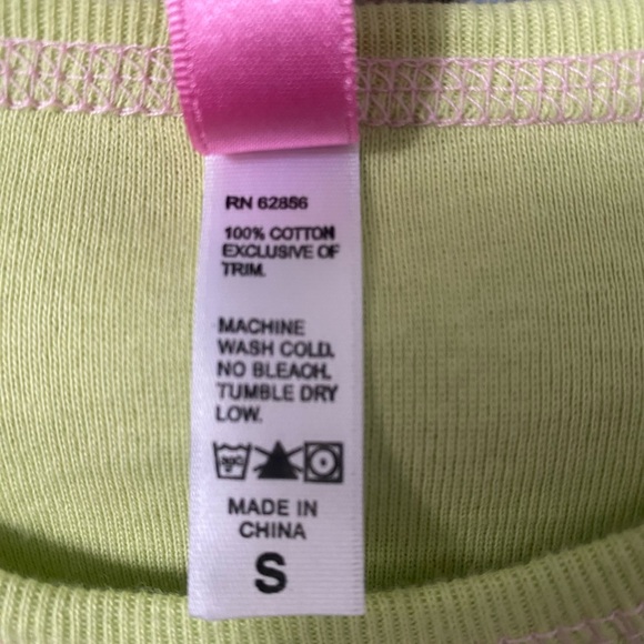 HUE Lime Green Tee Accented with Pink and Black Polka Dot Boot Appliqué - Picture 6 of 7